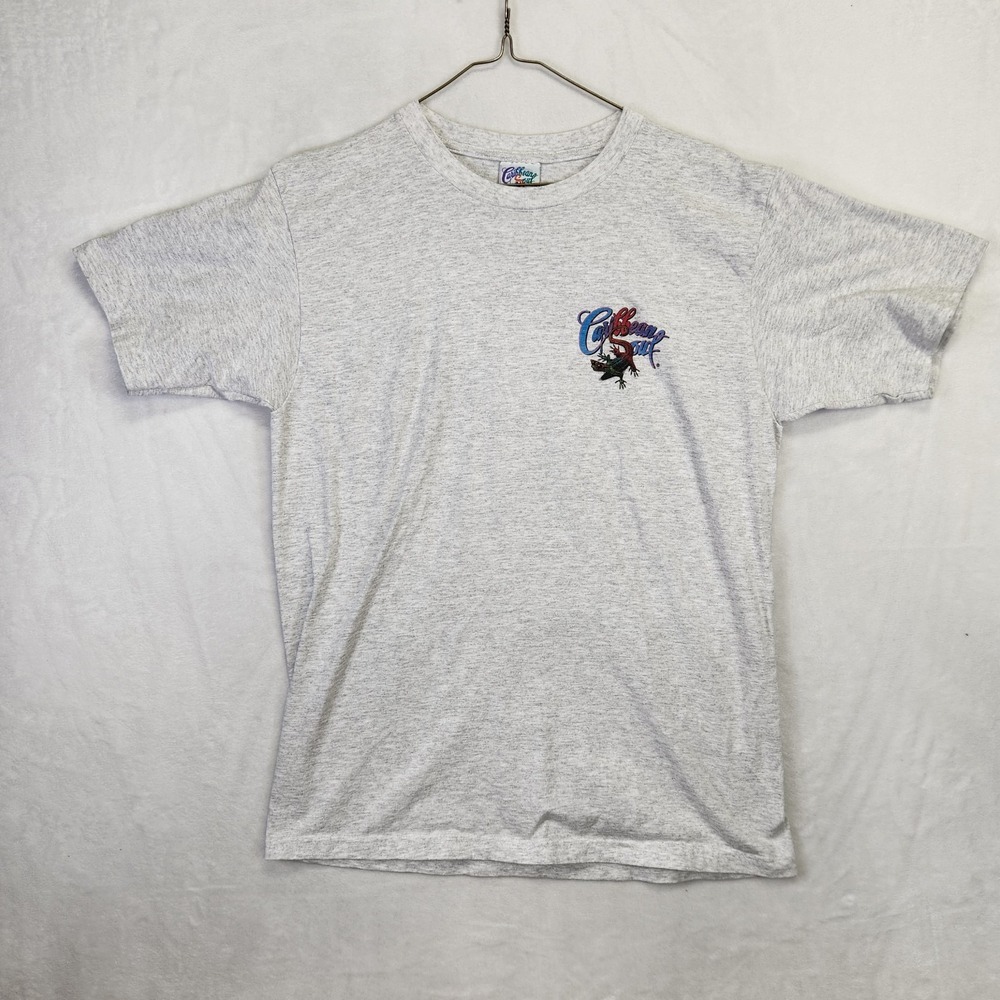Y2K Caribbean Soul Iguana Tee L Gray Lizard‎ Graphic T-Shirt 2000 Retro Humor